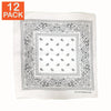 White Paisley Bandanas (pack of 12)