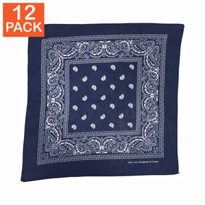Bandana paisley bleu marine  (paquet de 12)