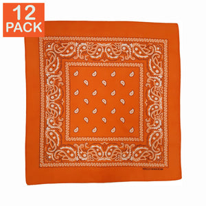 Bandanas paisley orange (paquet de 12)