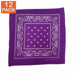 Bandana paisley mauve (paquet de 12)
