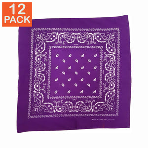 Purple Paisley Bandana (pack of 12)