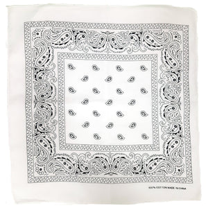 White Paisley Bandanas (pack of 12)