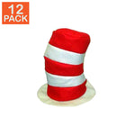 Chapeau en feutre haut rayé rouge et blanc (paquet de 12)