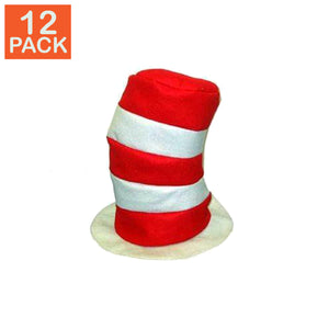Chapeau en feutre haut rayé rouge et blanc (paquet de 12)