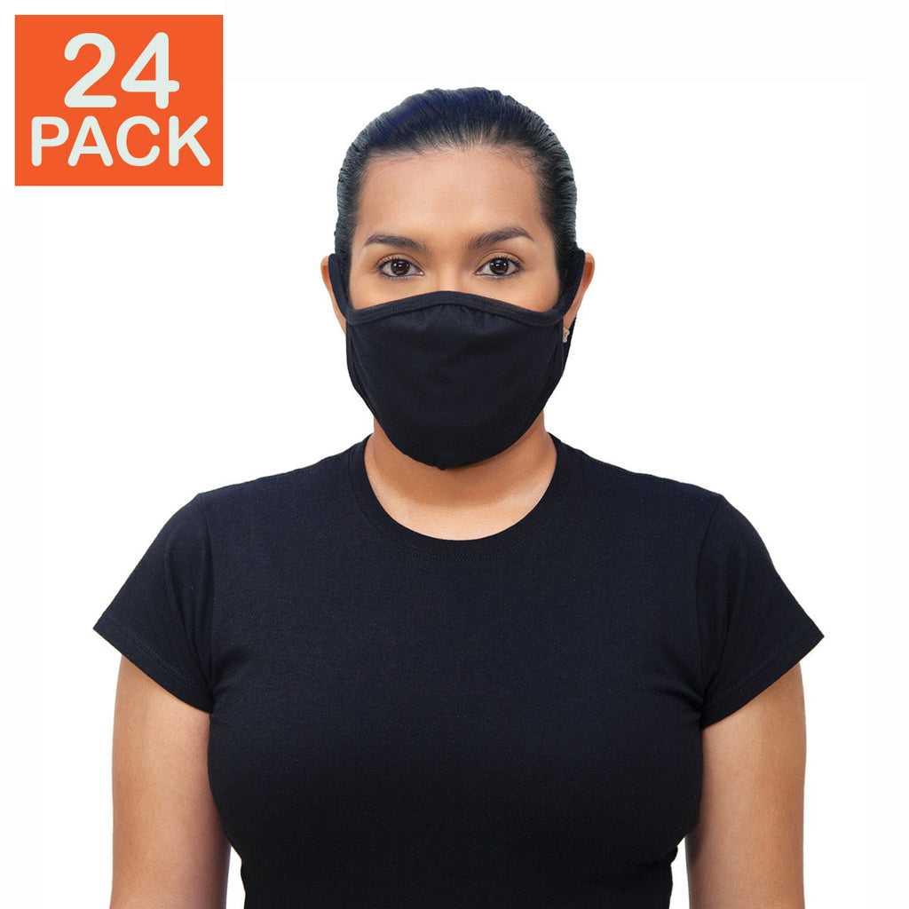 24 X Gildan Cotton Everyday Mask - Adult, Black