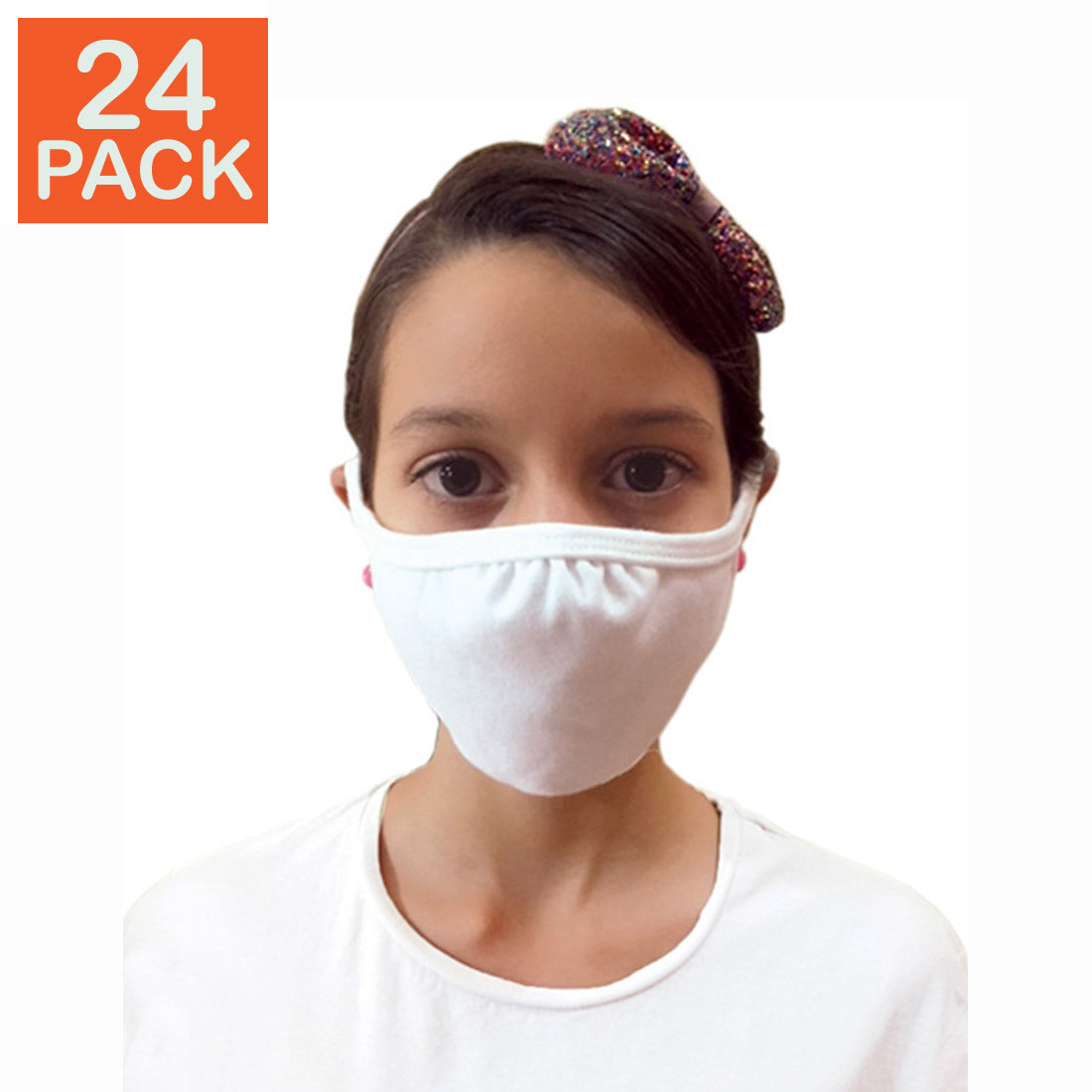 24 X Gildan Cotton Everyday Mask - Kids, White