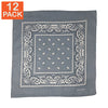 Bandanas gris Paisley (paquet de 12)