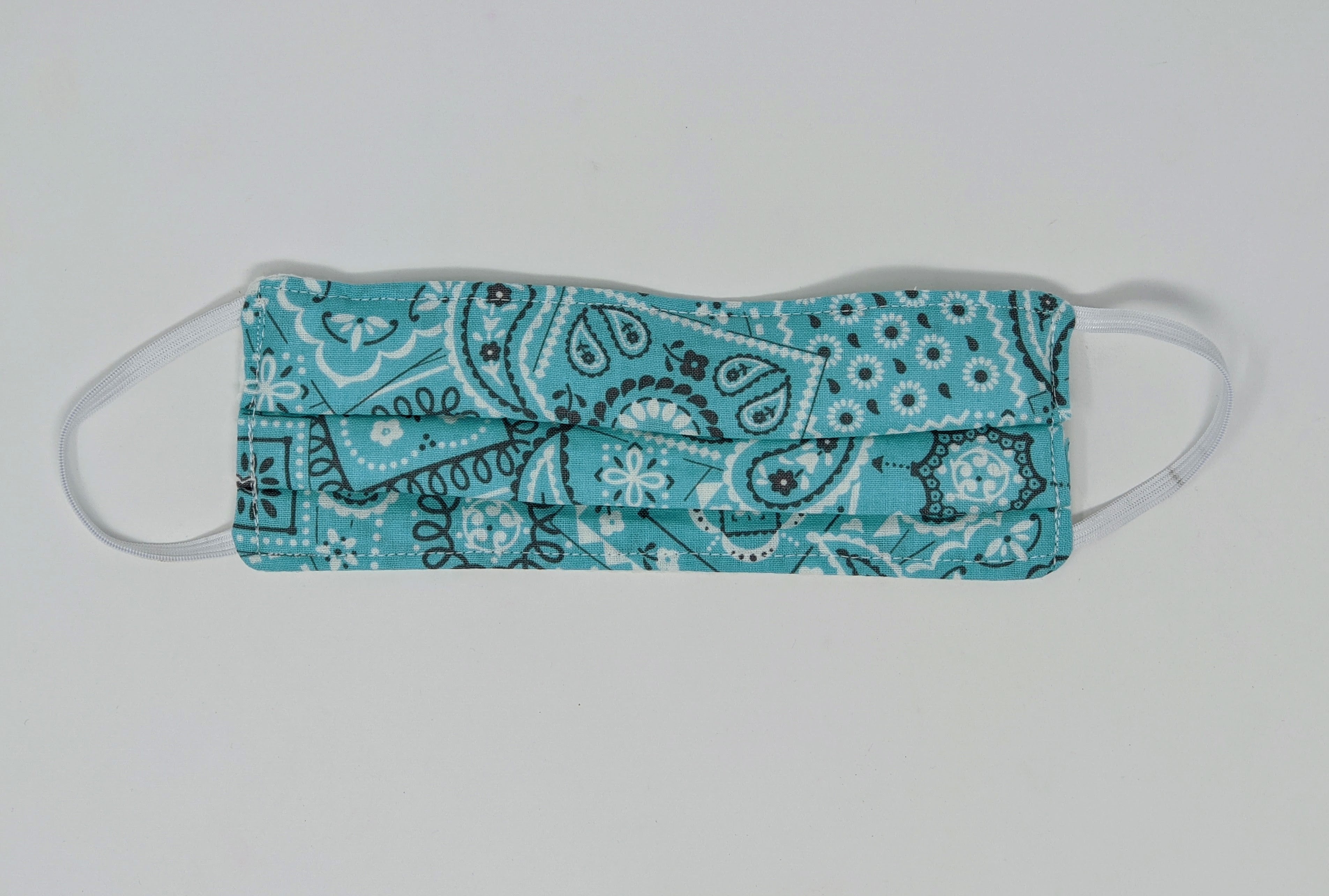 Canadian Made Cotton Paisley Mask - Kids, Turquoise