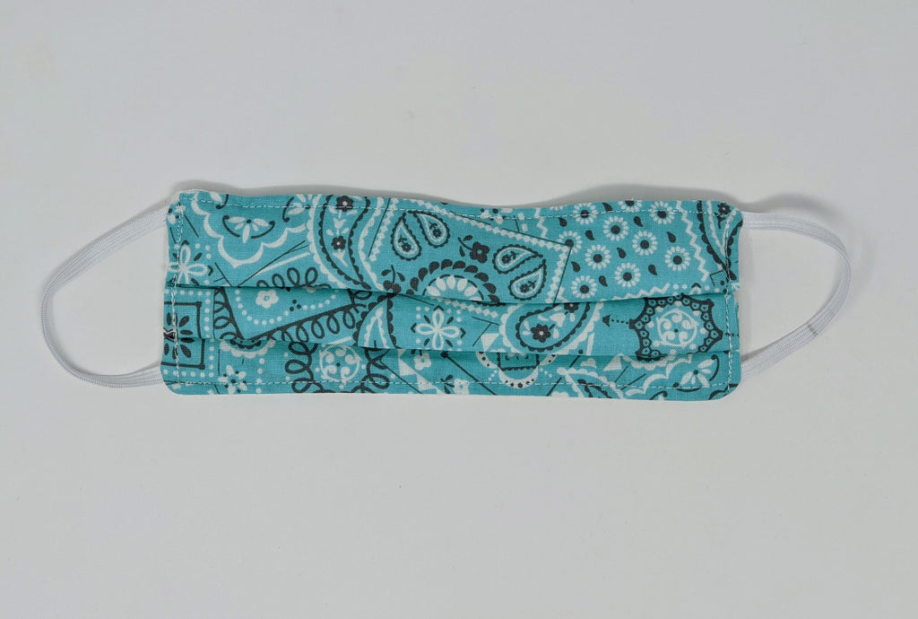 Canadian Made Cotton Paisley Mask - Kids, Turquoise