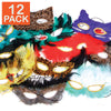 Masques de mascarade à plumes assortis (paquet de 12)