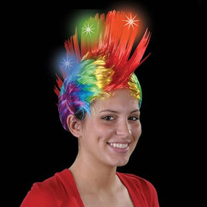Flashing  Rainbow Mohawk Wig
