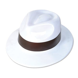 White Plastic Gangster Hat (Pack of 12)