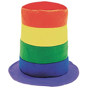Chapeau en feutre haut rayé rainbow (paquet de 12)
