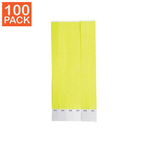 100 Yellow Tyvek Wristbands