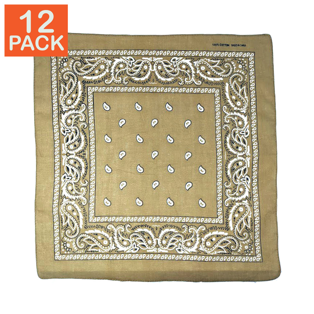 Sand Paisley Bandanas (pack of 12)