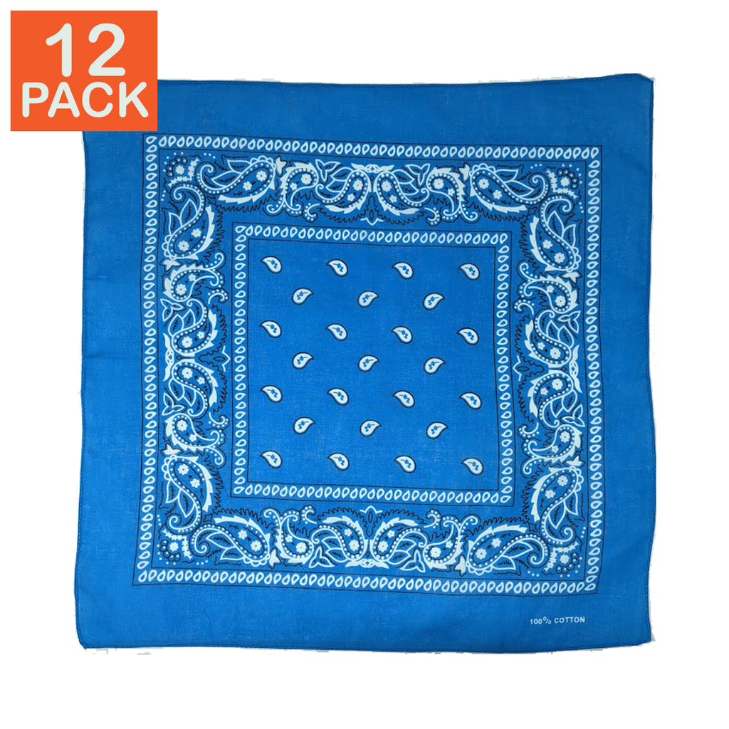 Turquoise Paisley Bandanas (pack of 12)