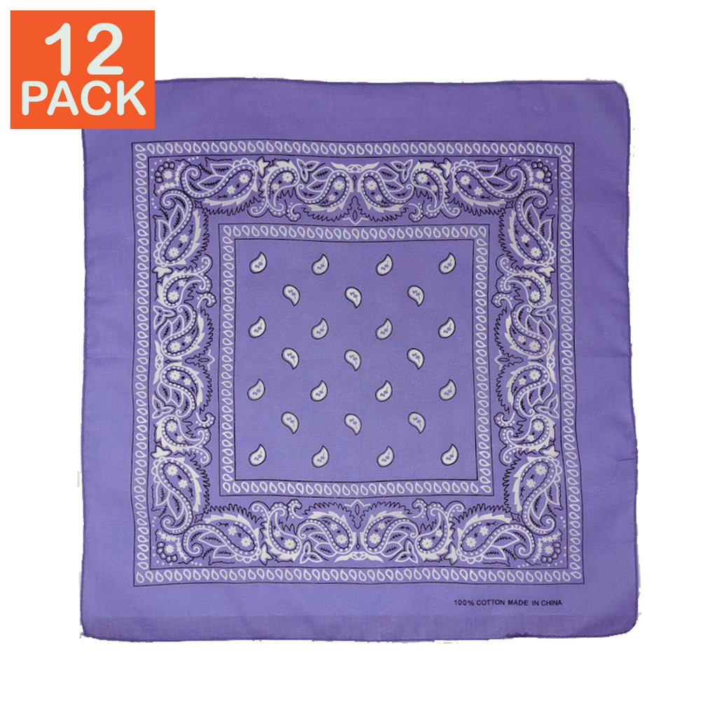 Violet Paisley Bandanas (packing of 12)