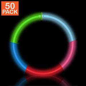 Rainbow 5-Colour Premium Glow Necklaces (Tube of 50)