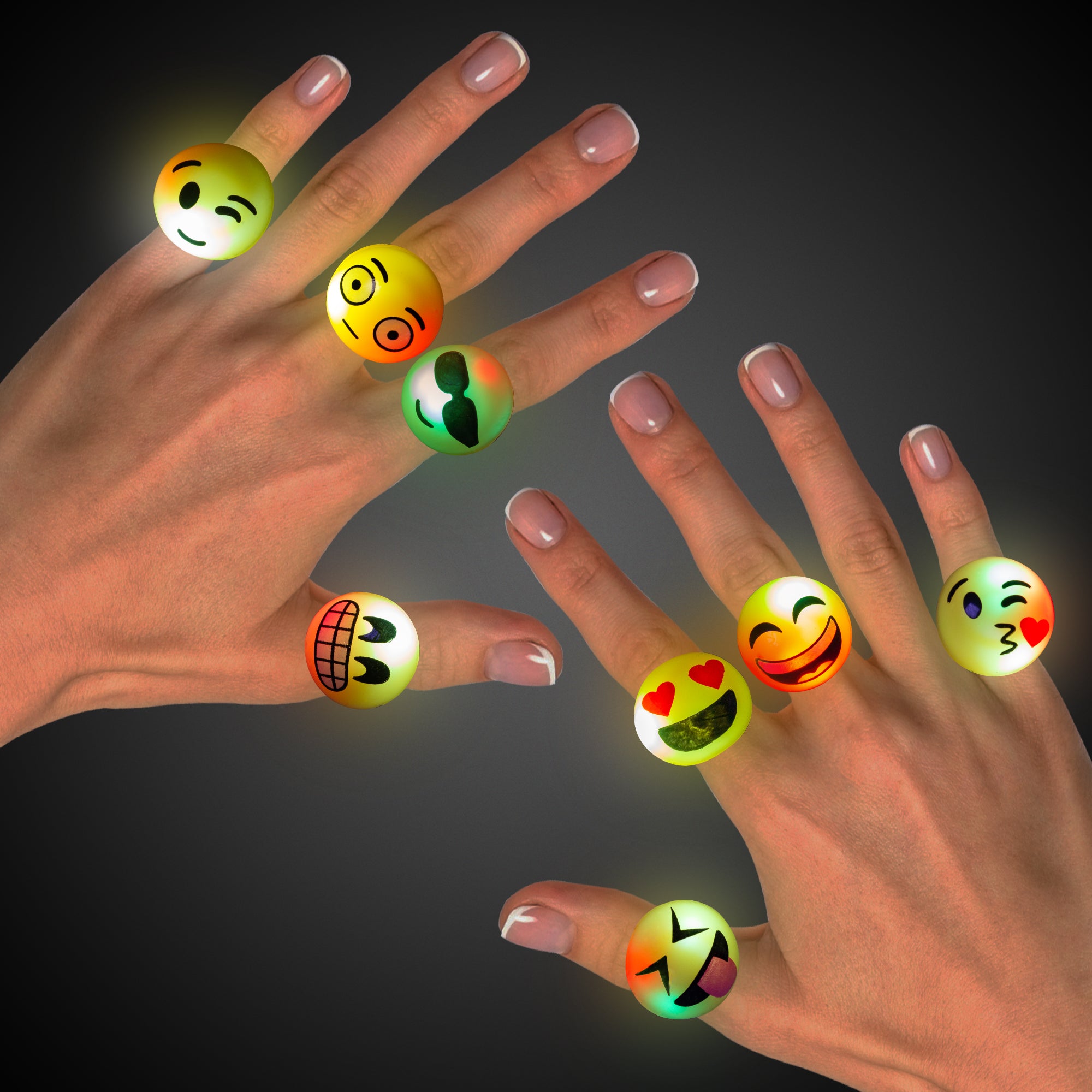 Flashing Emoticon Rings (pack of 24)