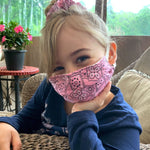 The pink paisley kids mask a comfortable made in Canada exclusive from Bandana Shop Canada