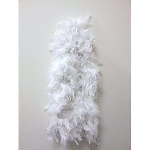 6' 60 gram White Feather Boa w/Silver Tinsel